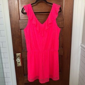 Lilly Pulitzer neon pink lace ALESSA romper dress
